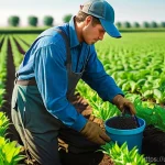 Home 6 농업 ICT 활용 사례 - **Prompt 1: Smart Irrigation and Soil Data**
"A vibrant, wide-angle shot of a flourishing agricu...