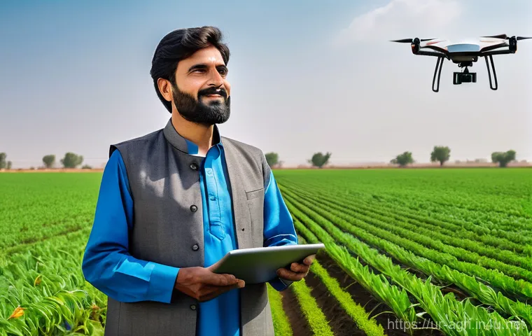 농업 연구 동향 - **Prompt:** A vibrant, sun-drenched agricultural field in rural Pakistan, showcasing modern farming ...